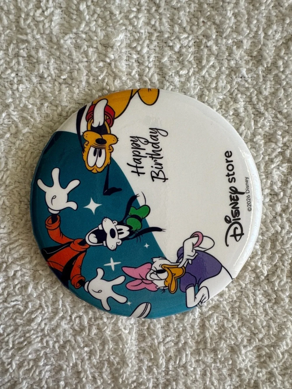 Disney Store Goofy Daisy Pluto “Happy Birthday” Button Pin